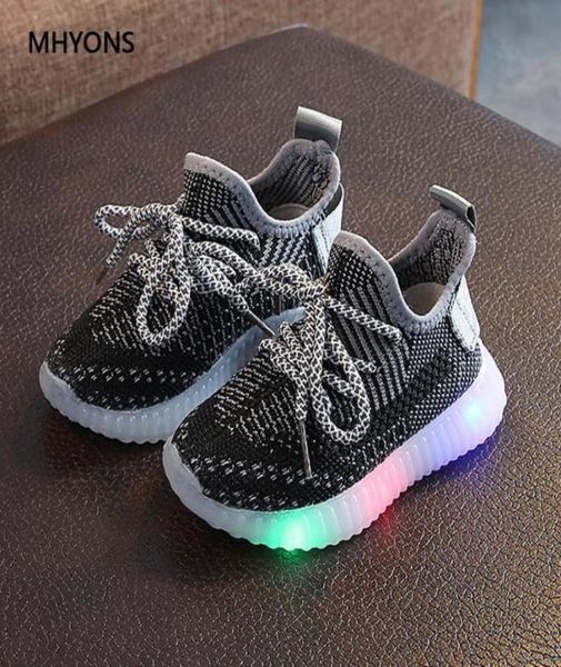 

toddler baby kids shoes boys girls luminous sneakers light up fashion sport running led antislip6802360, Black;red