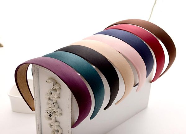 

25cm head hoop hair clasp for women colored satin covered resin hairbands ribbon covered headband hair accessory1959379, Black;brown