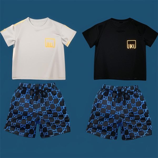 

designer children's t-shirt shorts 2 pieces summer fabric brand letter children's summer wear for boys and girls a14 size100cm-150, White