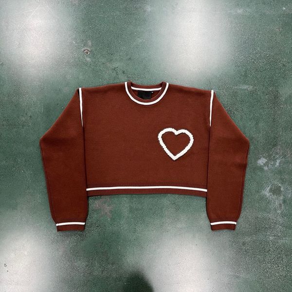 

men's sweaters luxury love embroidery designer autumn black and white tees fall loose letter round neck pullover knit waistcoats sleeve, White;black