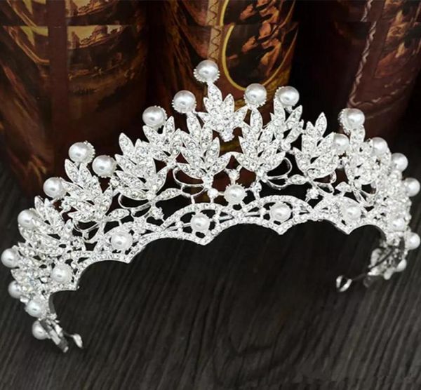 

sparky pearls crystals wedding crowns headbands women crystal jewelry tiaras wedding party birthday crown hair accessories bridal 4678954, Silver
