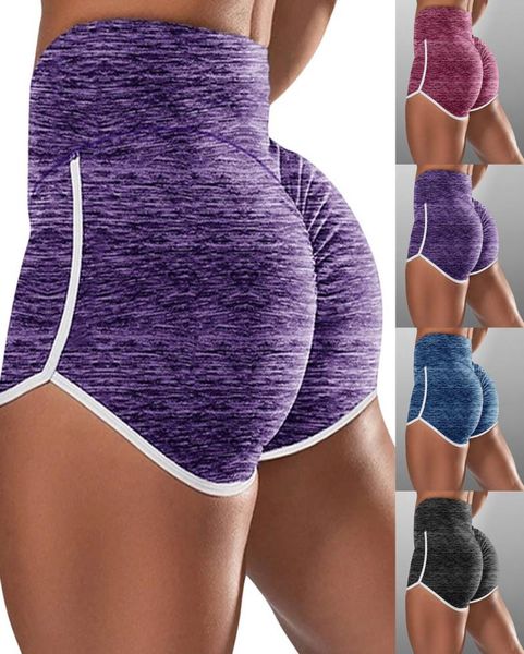 

women yoga shorts high waist scrunch butt ruched lifting shorts tummy control lift breathable black purple red cotton pants2354216
