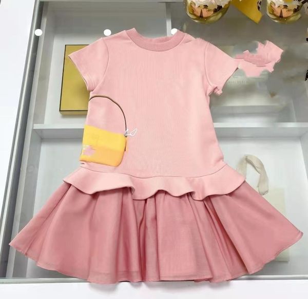 

kid girl summer clothe set pink baby girls 1st birthday dress 90160 cm cotton material fashion kids clothes sets6790597, Red;yellow