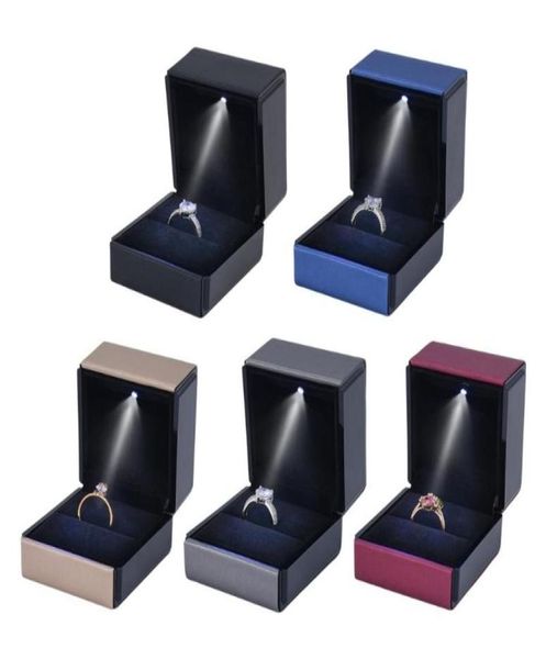 

jewelry pouches bags led lighted earring ring gift box display holder wedding engagement case b03b7140009, Pink;blue