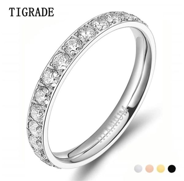 

tigrade m black rose gold ring women cubic zirconia engagement rings wedding band trendy silver color 2202168776336, Slivery;golden