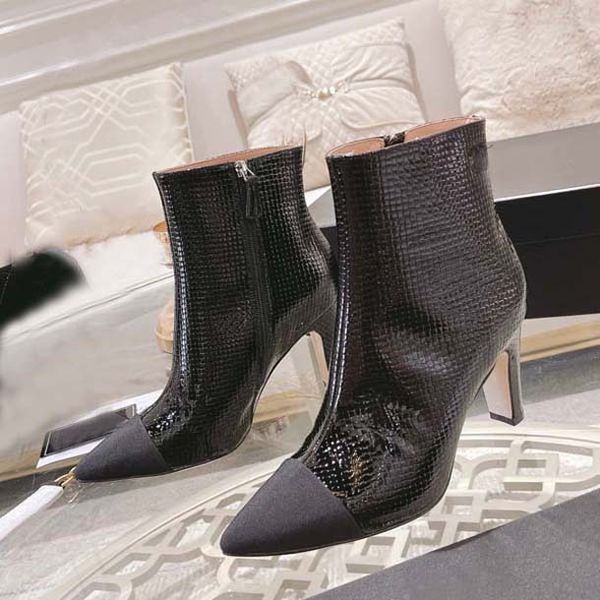

luxury women high-heeled boots designer crystal calf leather fashion martin boot platform fashion shoes size 34-41 with box, Black