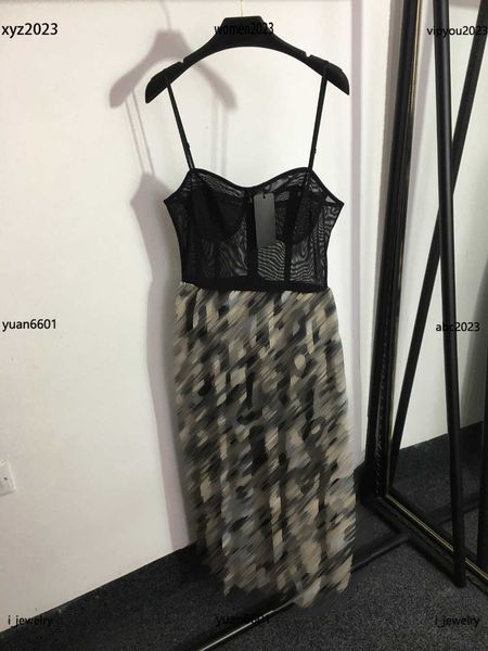 

womens designer clothing fashion girl dresses letter printed mesh patchwork bra strap dress size s-l summer skirt, Black;gray
