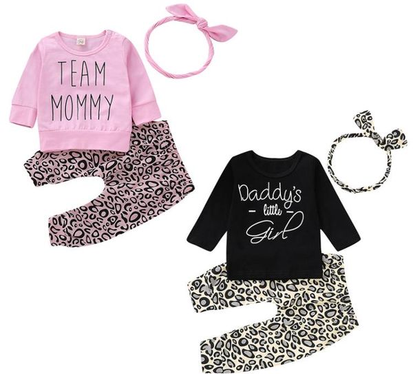 

2 styles baby girl lovely clotheing sets spring autumn outfits leopard pants long sleeve letter print tshirtsheadband 3 pcsset8512348, White