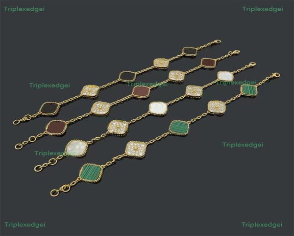 

2022 new korean version crystal four leaf clover chain bracelet designer for women stainless steel plated 18k gold je2352604, Black