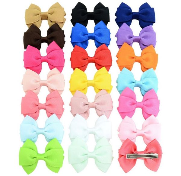 

25 inch  colors safety solid grosgrain bowknot bow hairclip sweet bow double hair clips headware kids hairpins hairs accessorie8724584, Slivery;white