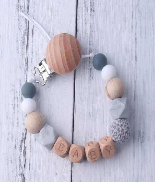 

new ins baby wood bead pacifier chain clips with cover foreign trade hand made natural infant baby gracious pacifier a784708851