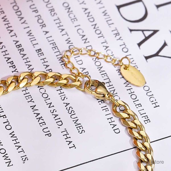 

charm bracelets wild fashion simple stainless steel chubby chains bracelet for women street trend jewelry r230701, Golden;silver