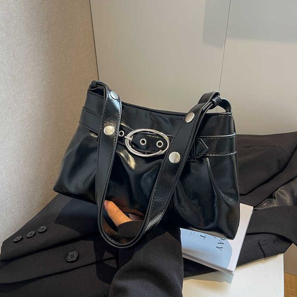 

spring/summer new designer brand personalized pleated leather buckle underarm bag versatile commuter handheld shoulder bag