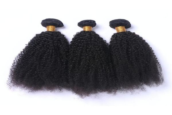 

afro kinky curly virgin human hair weave extensions unprocessed brazilian human hair afro curly bundles deals double wefted 3pcs l9383950, Black;brown
