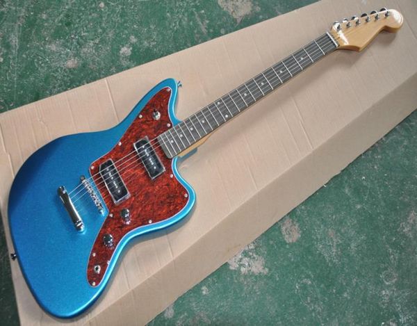 

metallic blue body electric guitar with rosewood fingerboardred pearl pickguardchrome hardwareprovide customized services1867413