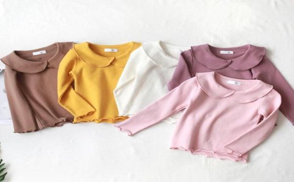 

girl blouse peter pan collar cotton tshirt kids shirts baby toddler solid long sleeve shirt girls t shirt children clothes7996678, Blue