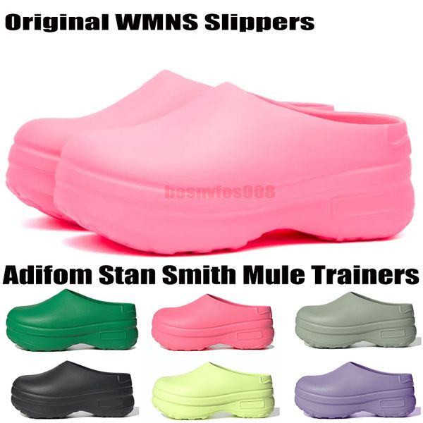 

adiform stan mule beach slippers classic flat heel summer designer fashion lady slides women shoes l ladies sandals core black lucid lemon t