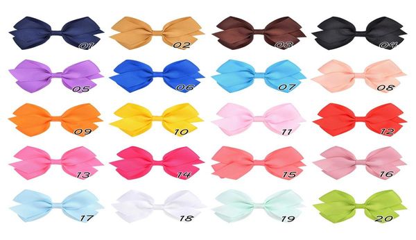 

100 pcs korean 3 inch grosgrain ribbon hair bows baby girl accessories with clip boutique hair bows hairpins1295764, Slivery;white