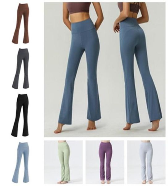 

2022 new align 07 women yoga pants solid color nude sports shaping waist tight flared fitness loose jogging sportswear womens nine point fla