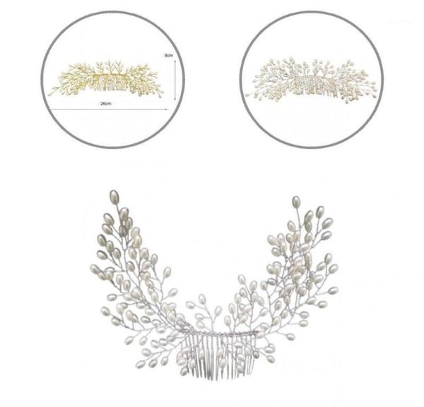 

hair accessories wedding clip decorative accessory elegant imitation pearl head bridal comb for party8808090, Slivery;white
