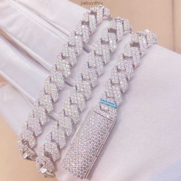 

custom made solid silver 10mm width fashion necklace jewelry s925 pass diamond tester moissanite cuban chain