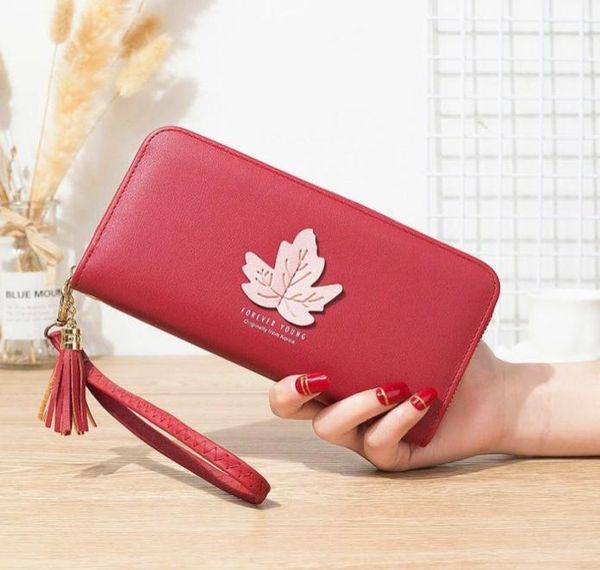 

pu leather female long leaves pouch handbag for coin purse card holders clutch womens wallet3637067, Black