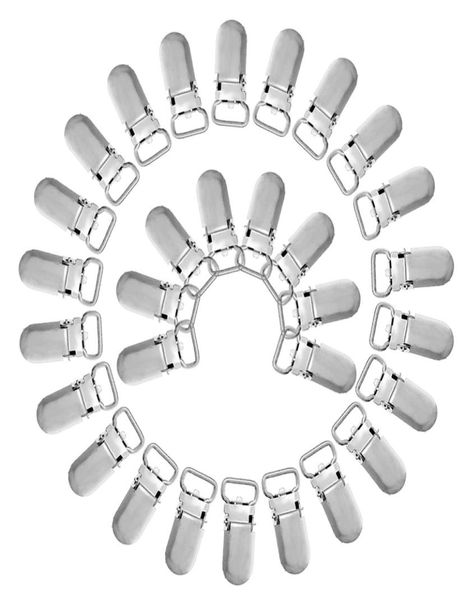 

1 inch heavy duty metal clips for suspenders pacifiers bib clips toy holder or mitten clips3116365, Slivery;white