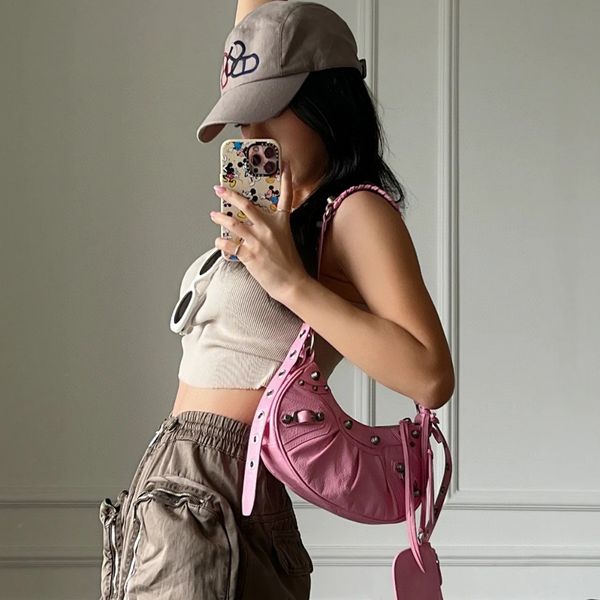 

women lady le cagole motorcycle shoulder bags 5a quality luxury designers genuine leather crossbody clutch wallet purse pochette retro vinta