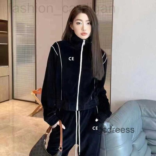 

women's two piece pants designer set designer ce fashion casual jacket long sleeve zipper coat cool girls street clothing jogging wear, White