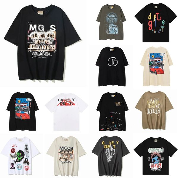 

2023 summer mens t-shirts galleryes depts designer tshirt alphabet printed star round neck loose short sleeve t-shirt men women oversize tee, White;black