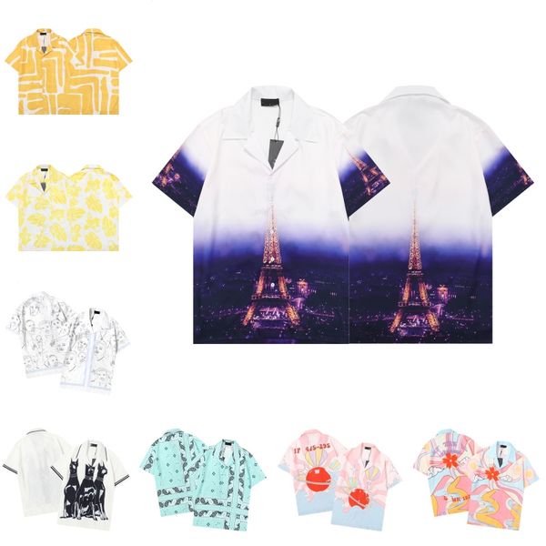 

new men's casual shirt summer button designer bowling shirt men's fashion royal rebellion print dress shirt casual silk shirt, White;black