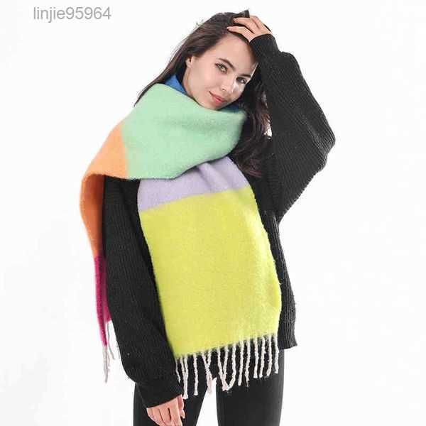 

new 2021 imitation scarf women winter shawl warm cashmere scarfu4yg 1{category}tbmm11, Blue;gray