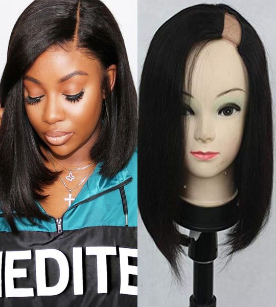 

100 human hair straight u part wigs for black women 100 unprocessed peruvian remy hair left part bob wig full end4242525