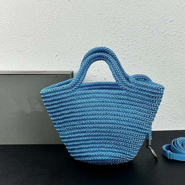

women's ibiza small basket summer beach bags cord two open closure handle travel tote aged silver hardware ring beach totes nylon knit