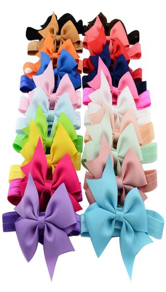 

colors baby hair headband bows 4 inch ribbon bow headbands for girls children hair accessories kids princess elastic headdress 6846161, Slivery;white