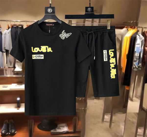 

2023 new designers brand mens tracksuits hooded two piece sets sports outfits letter short sleeve leisure sportswear clothes pure cotton jog, Gray