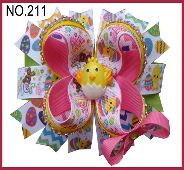 

50pcs d group easter hair bows bunny hair clips jelly bean hair bow easter chick4956411, Slivery;white