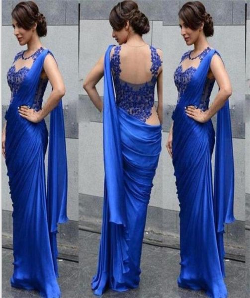 

blue illusion evening dresses crew neck sleeveless mermaid red carpet dress sheer backless pleats chiffon evening gowns2071184, Black;red