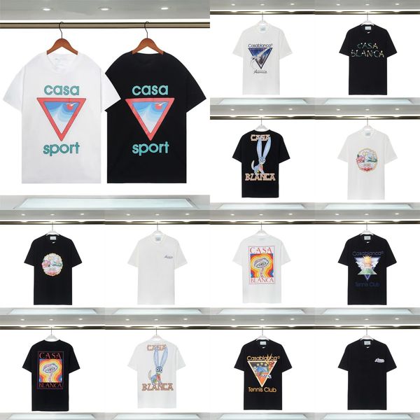 

summer t shirt mens womens designers casablanca loose tees man casual shirt luxurys clothing streetwear shorts sleeve polos tshirts size s-, White;black
