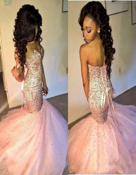 

fabulous luxury prom dresses beaded mermaid fit and flare blush pink evening gowns sweetheart neck lace up back pageant formal wea5863864, Black
