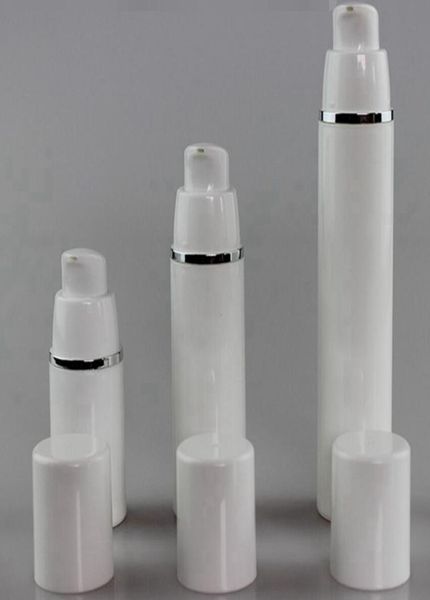

15ml 30ml 50ml pp plastic airless bottles white airless vacuum pump lotion bottle with silver line1107032