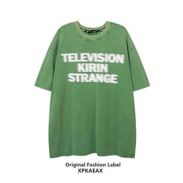 

stussys fashion brand fruit green wash old american vintage t-shirt for men and women bf high street, White;black