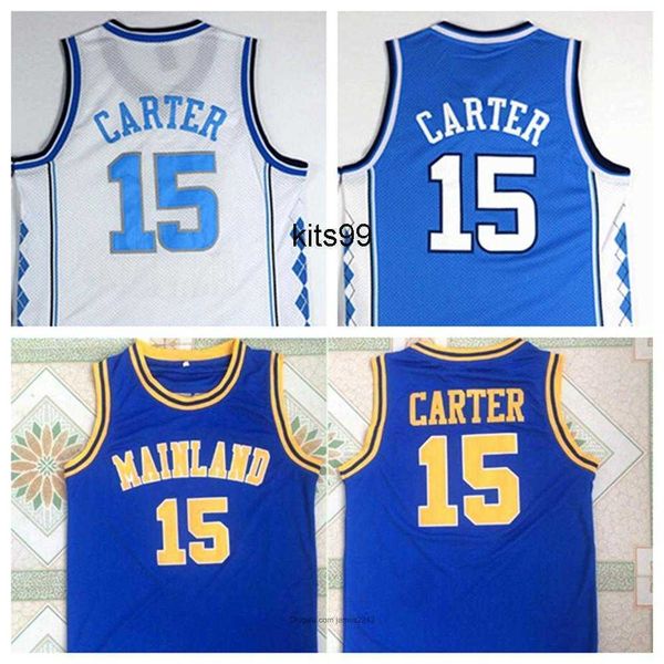 

basketball ncaa college 15 vince carter jersey high school basketball jerseys blue white stitched embroidery size s-2xl, Black;red