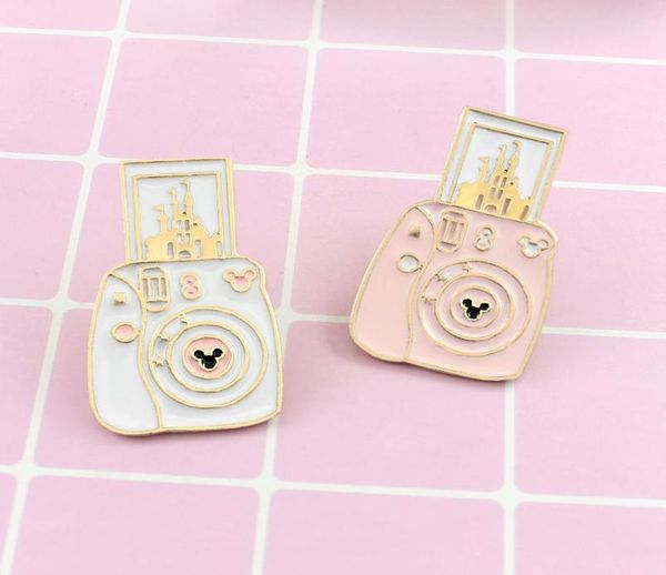 

creative cartoon pink castle camera enamel brooch room phone alloy cute badge shirt bag pins accessories women jewelry gifts5680499, Blue