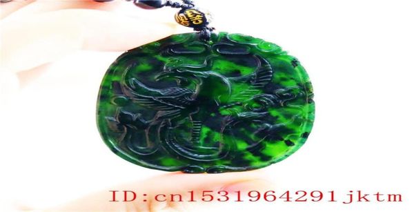 

jade phoenix pendant necklace natural jewellery gifts chinese black green fashion amulet charm carved7535098, Silver