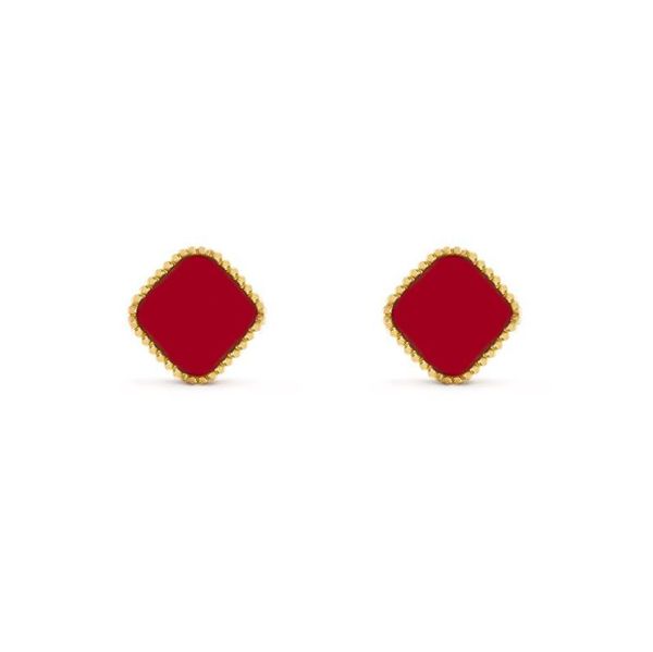 

designer jewelry four-leaf clover 18k gold plated designers brand earrings women clip fashion ladies earrings special pattern wedding party, Golden;silver