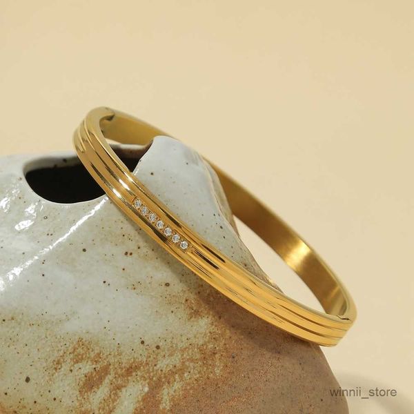

charm bracelets wild trendy sparkling stainless steel wrist bangle bracelet gold waterproof charm jewelry for women r230701, Golden;silver