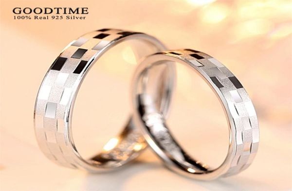 

fashion couple ring pure 925 sterling silver for women men classic reticulated frosted jewelry lovers gifts 2202168339258, Slivery;golden