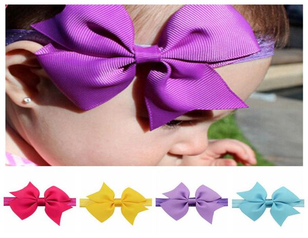 

baby bow hair bands  design solid elastic headband baby headbands kids headwear girls hair bands 072159443, Slivery;white