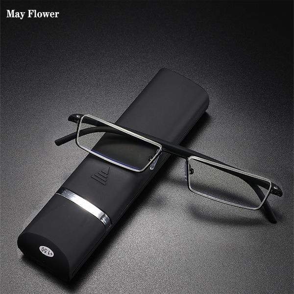 

sunglasses may flower tr90 presbyopic glasses man blue light reading glasses men metal square glasses for sight plus lenses 1.752.252.75 230, White;black
